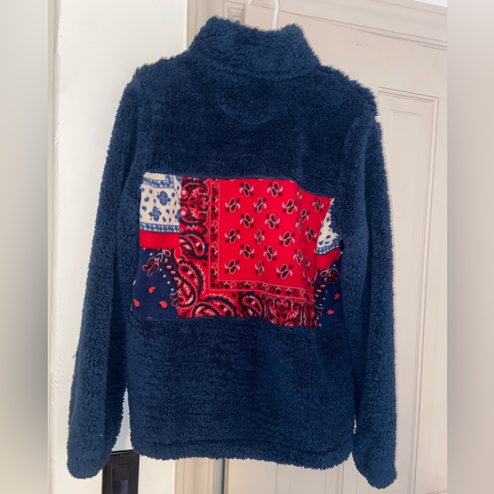 Cozy Fleece Jacket - Navy and Red - Picture 5 of 5